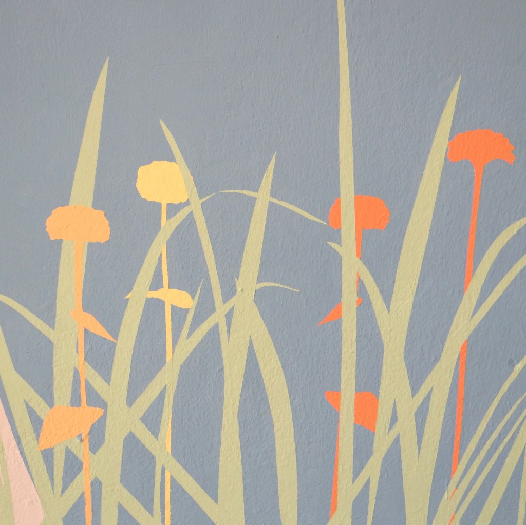 Wandgestaltung Detail Blumen und Gräser