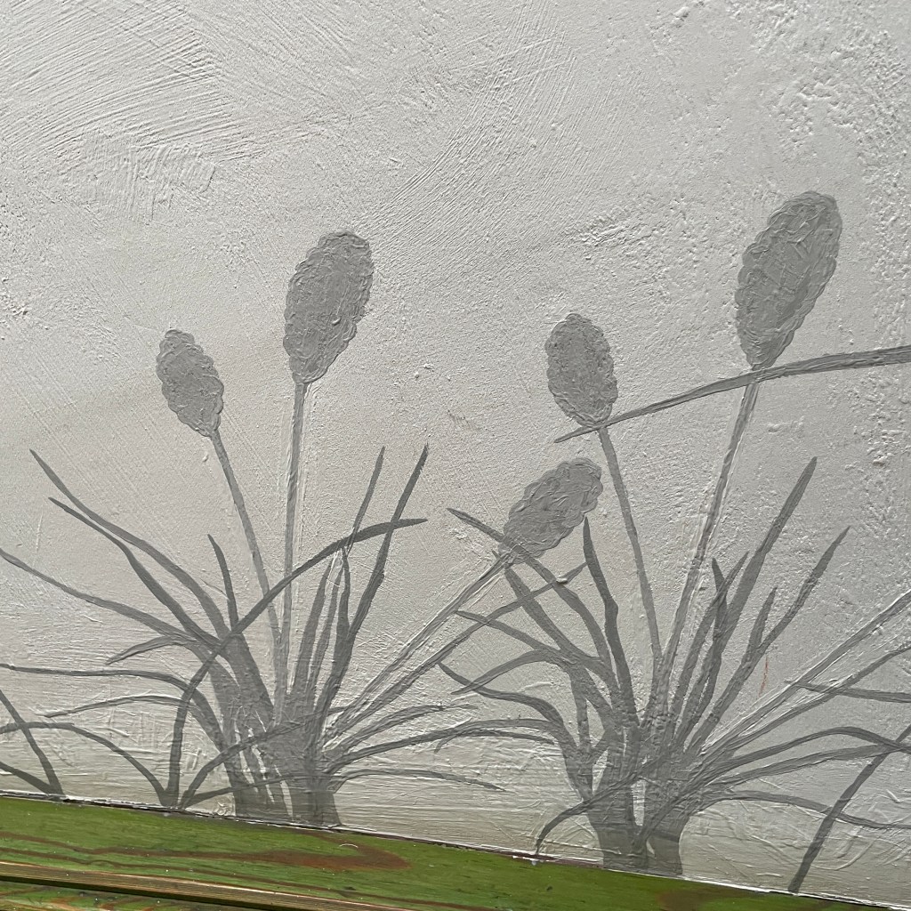 Wandgestaltung Blumen in Detail, grautöne