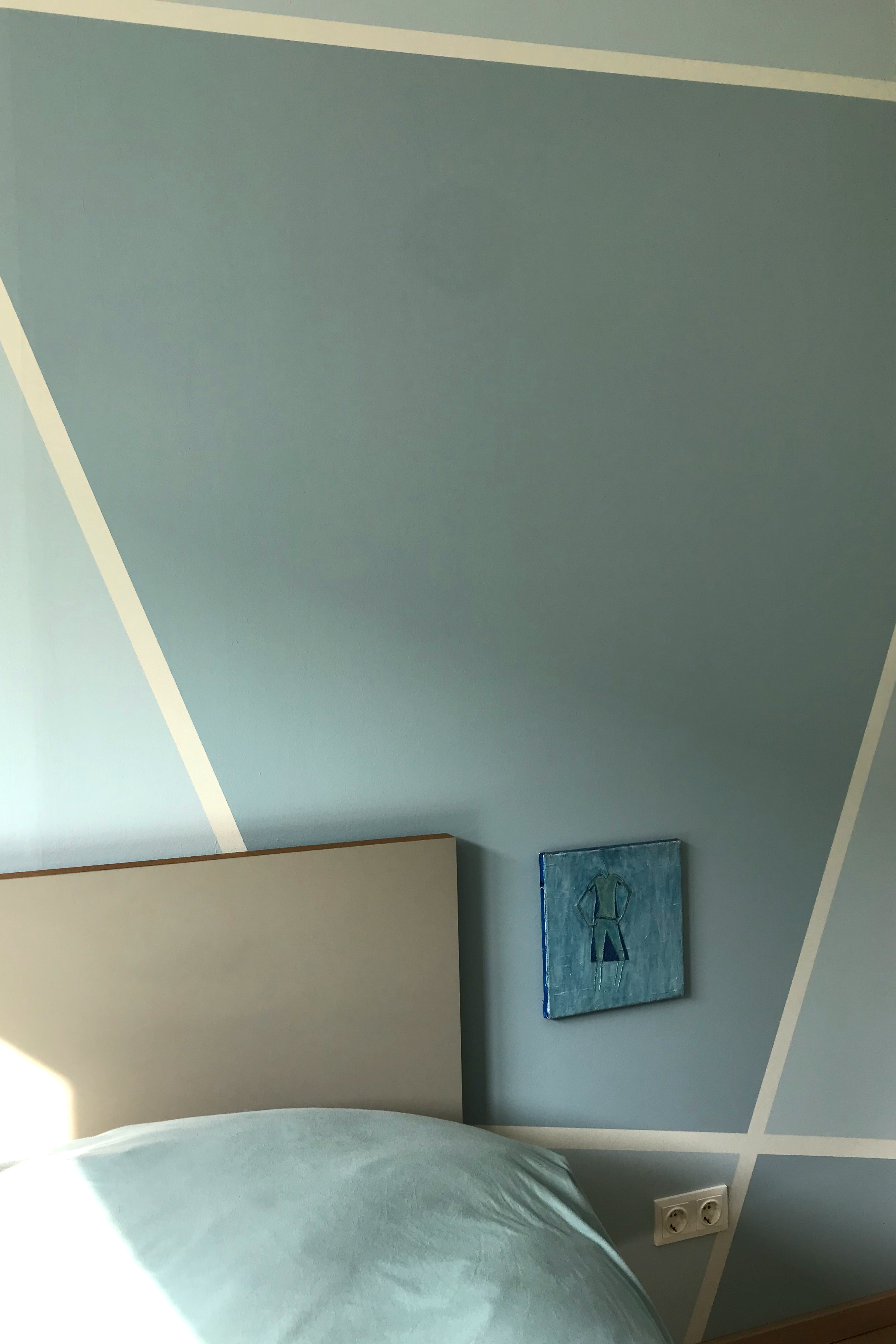 Wand Mural in Blautönen für eine entspanntes Schlafzimmer, Detail